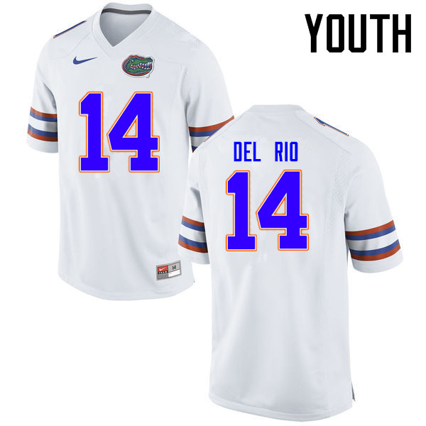 Youth Florida Gators #14 Luke Del Rio College Football Jerseys Sale-White - Click Image to Close
